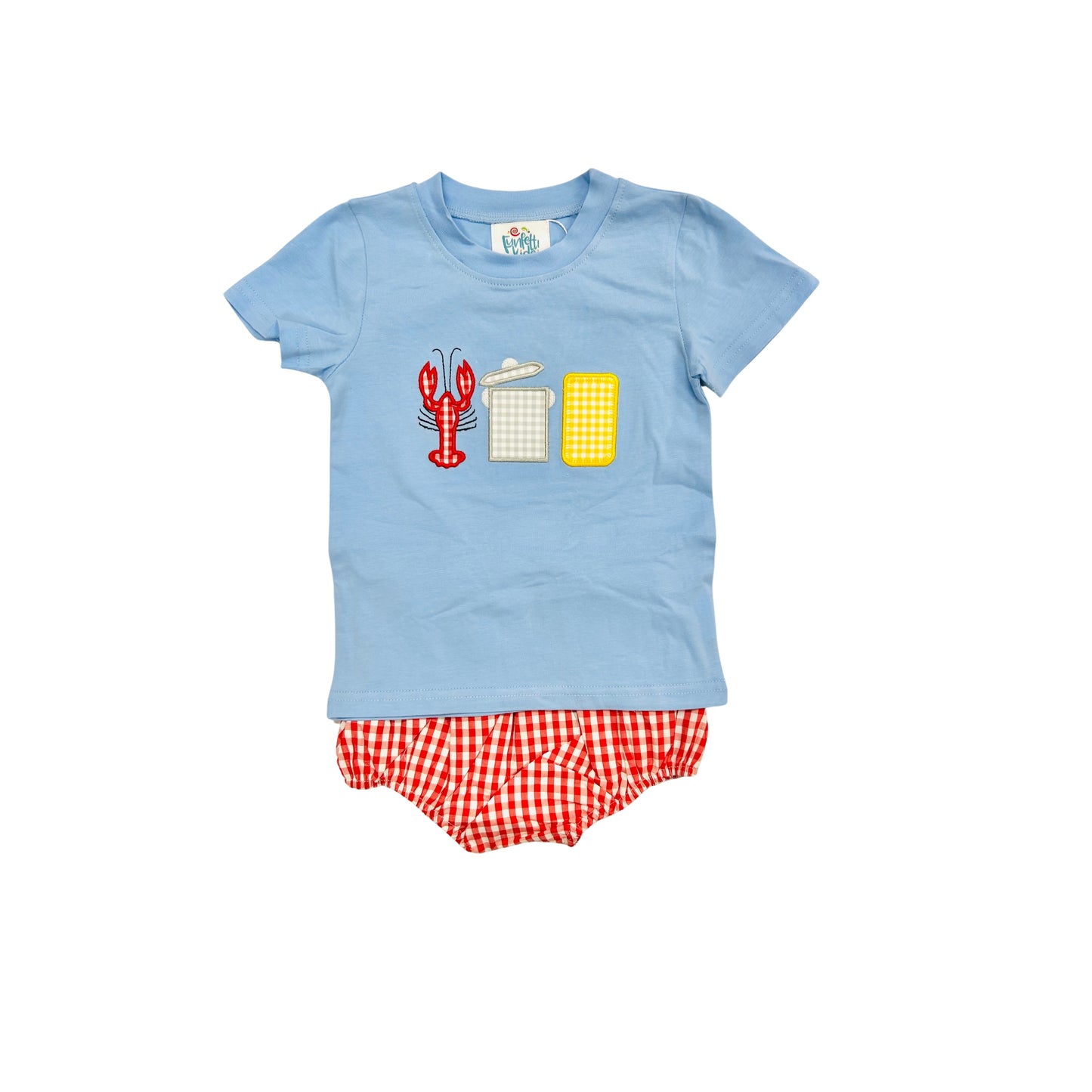 Funfetti Kids Crawfish Boil Applique Diaper Set