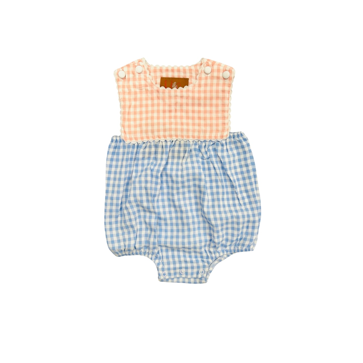 Millie Jay Blue/Peach Plaid Bubble with Scallop Edge