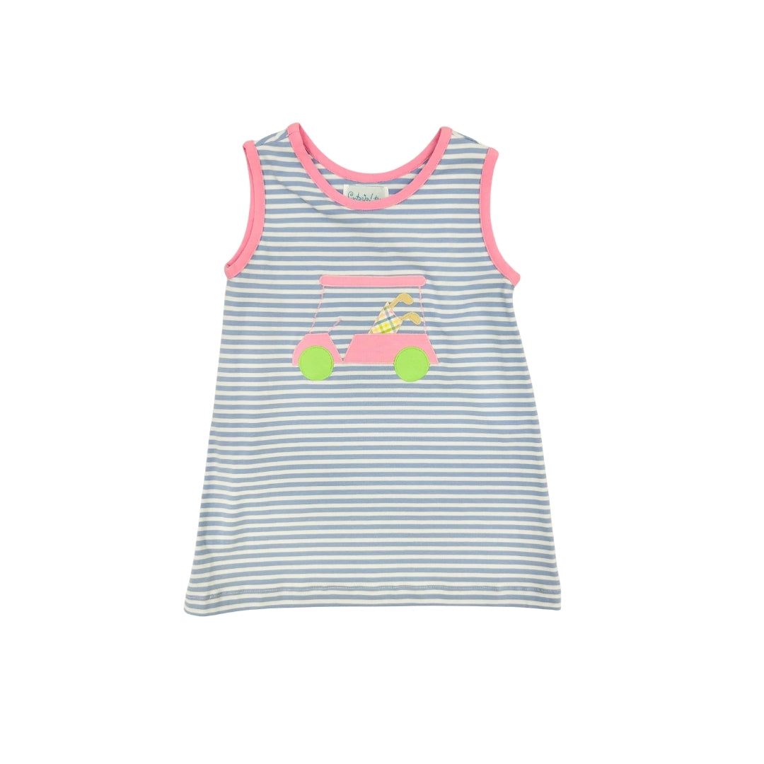 Funfetti Kids Pink/Blue Stripe Golf Cart Tank