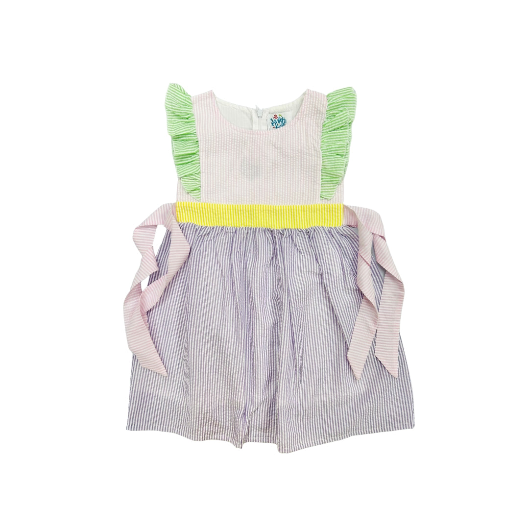 Funfetti Kids Pastel Seersucker Colorblock Dress