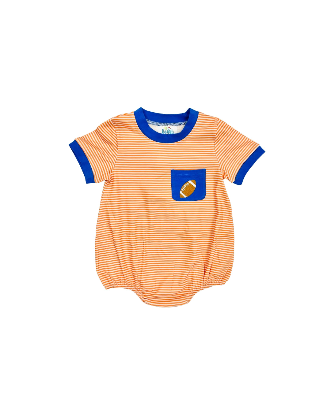 Funfetti Kids Orange/Blue Embroidered Football Pocket Bubble