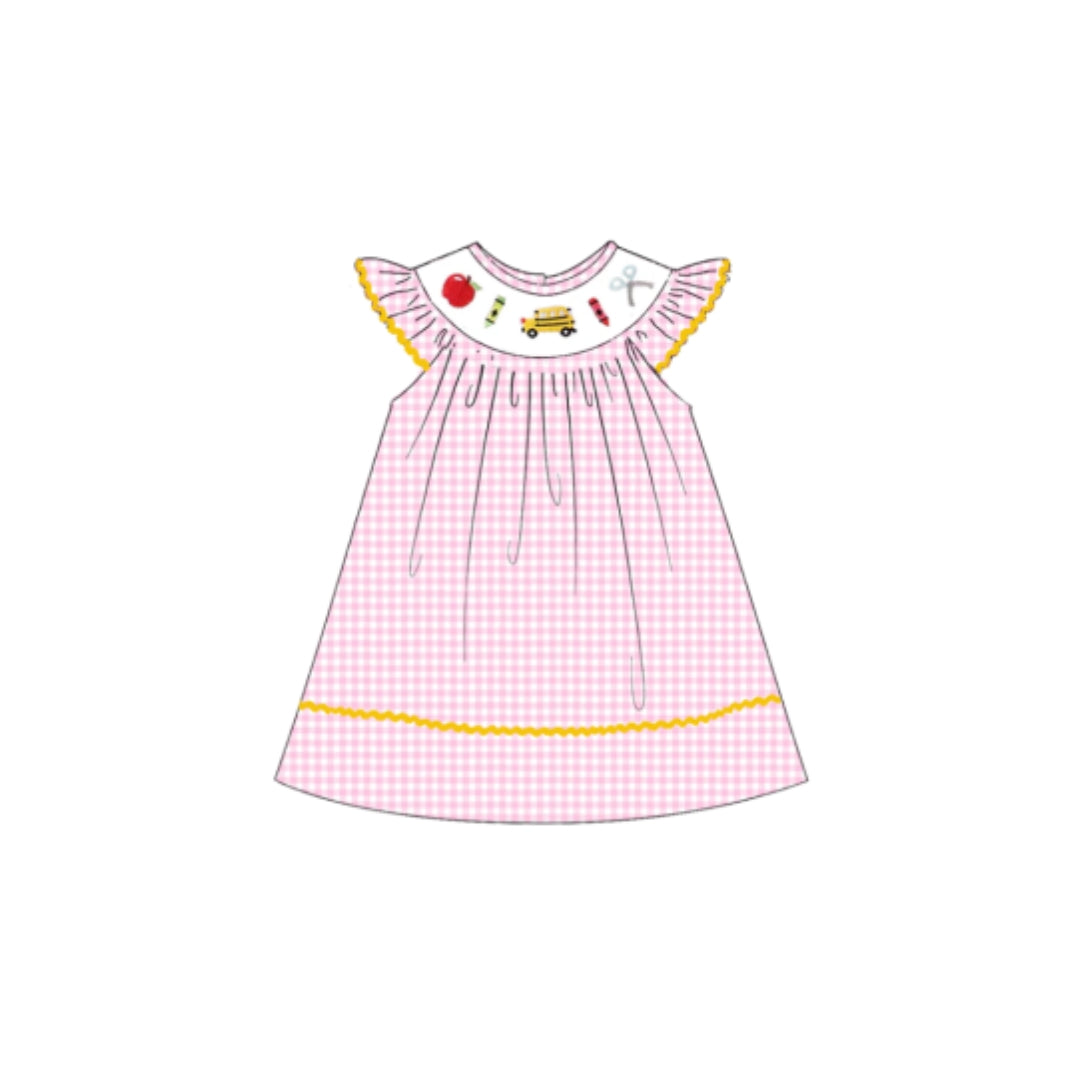 PRE ORDER - POSH Embroidered School Bus Ruffle Dress