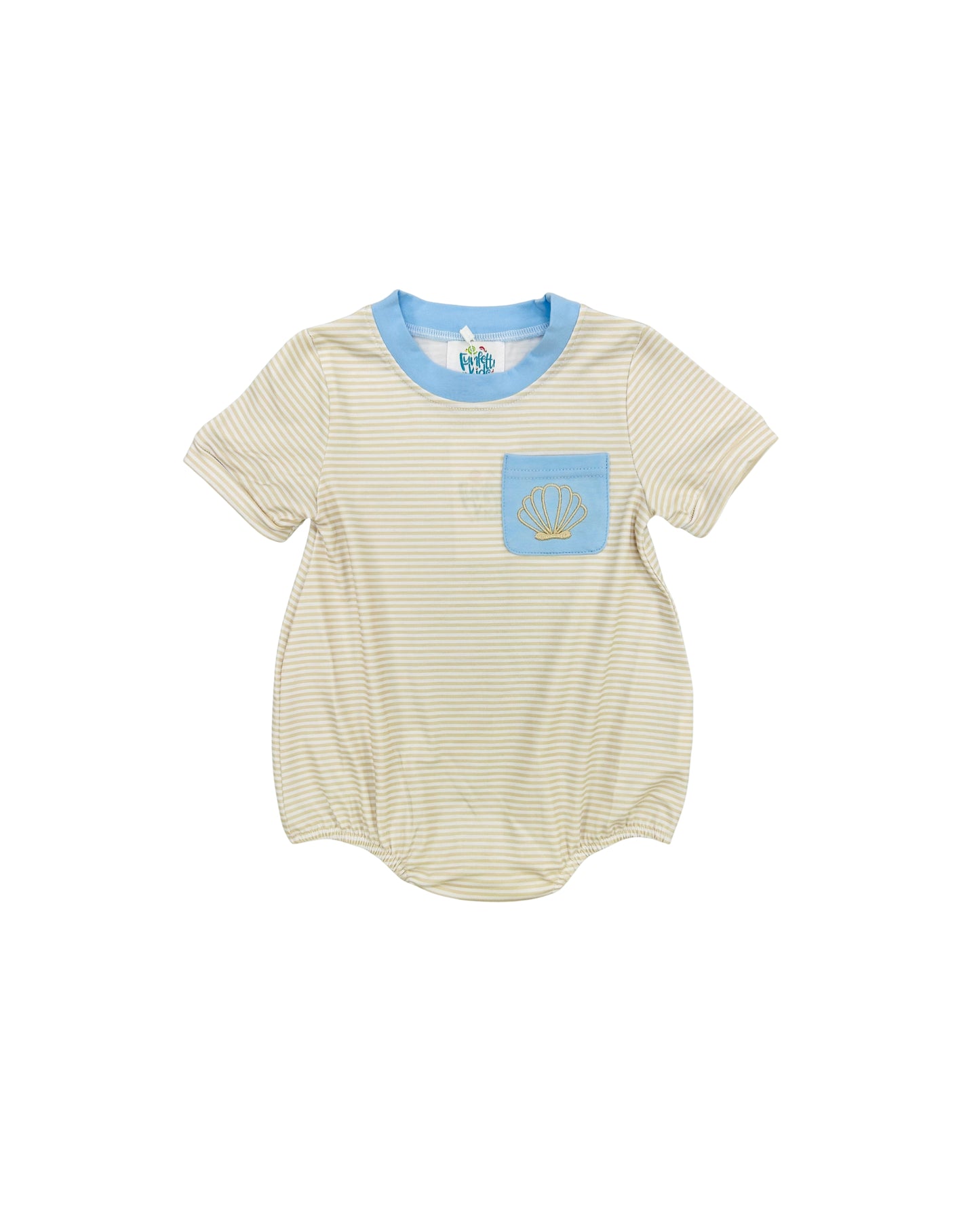 Funfetti Kids Tan Stripe Shell Embroidered Bubble