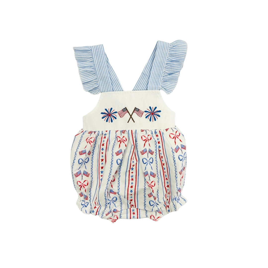 Funfetti Kids Flag Embroidered/Print Ruffle Bubble