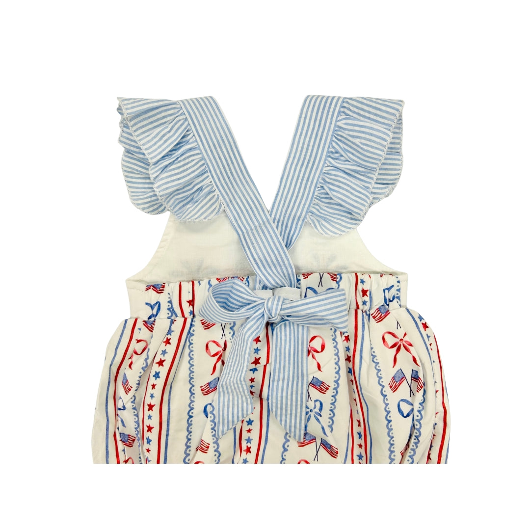 Funfetti Kids Flag Embroidered/Print Ruffle Bubble