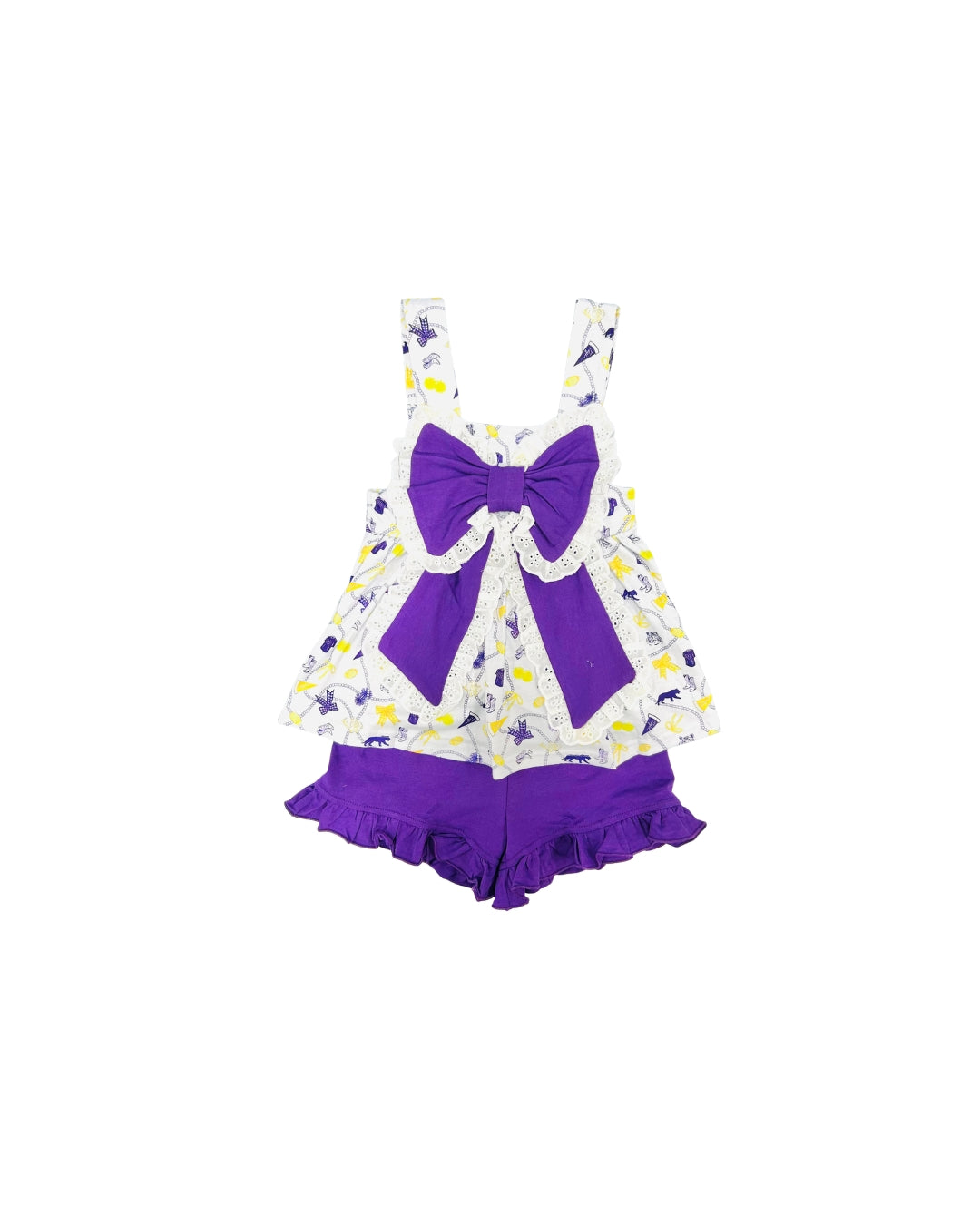 Funfetti Kids Gameday Bow Short Set