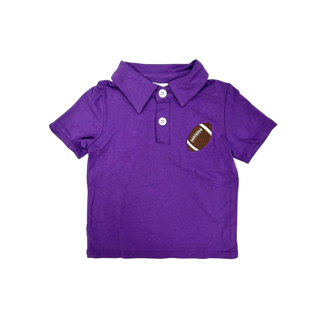 Purple Football Embroidered Polo