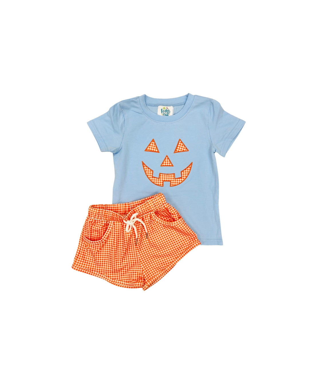 Funfetti Kids Blue/Orange Jack O Lantern Short Set