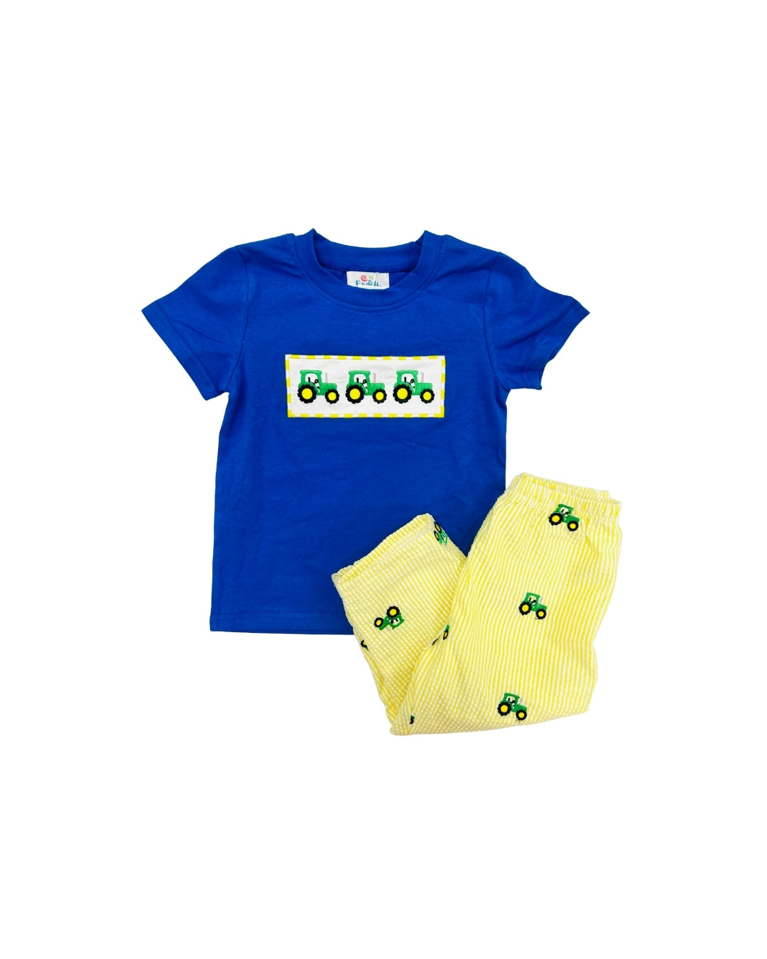 Funfetti Kids Embroidered Tractor Pant Set