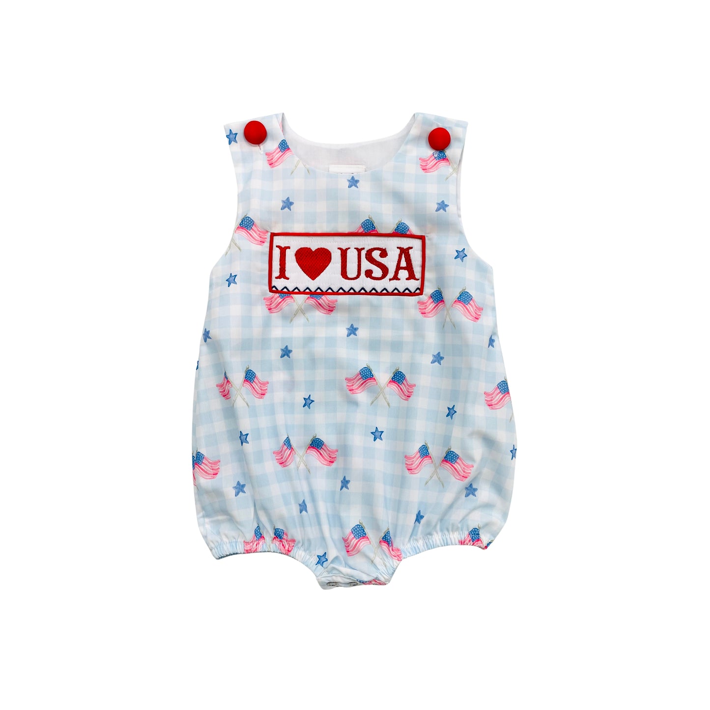 Elizabeth Ann Boys Hand Smocked "I Love USA" Bubble