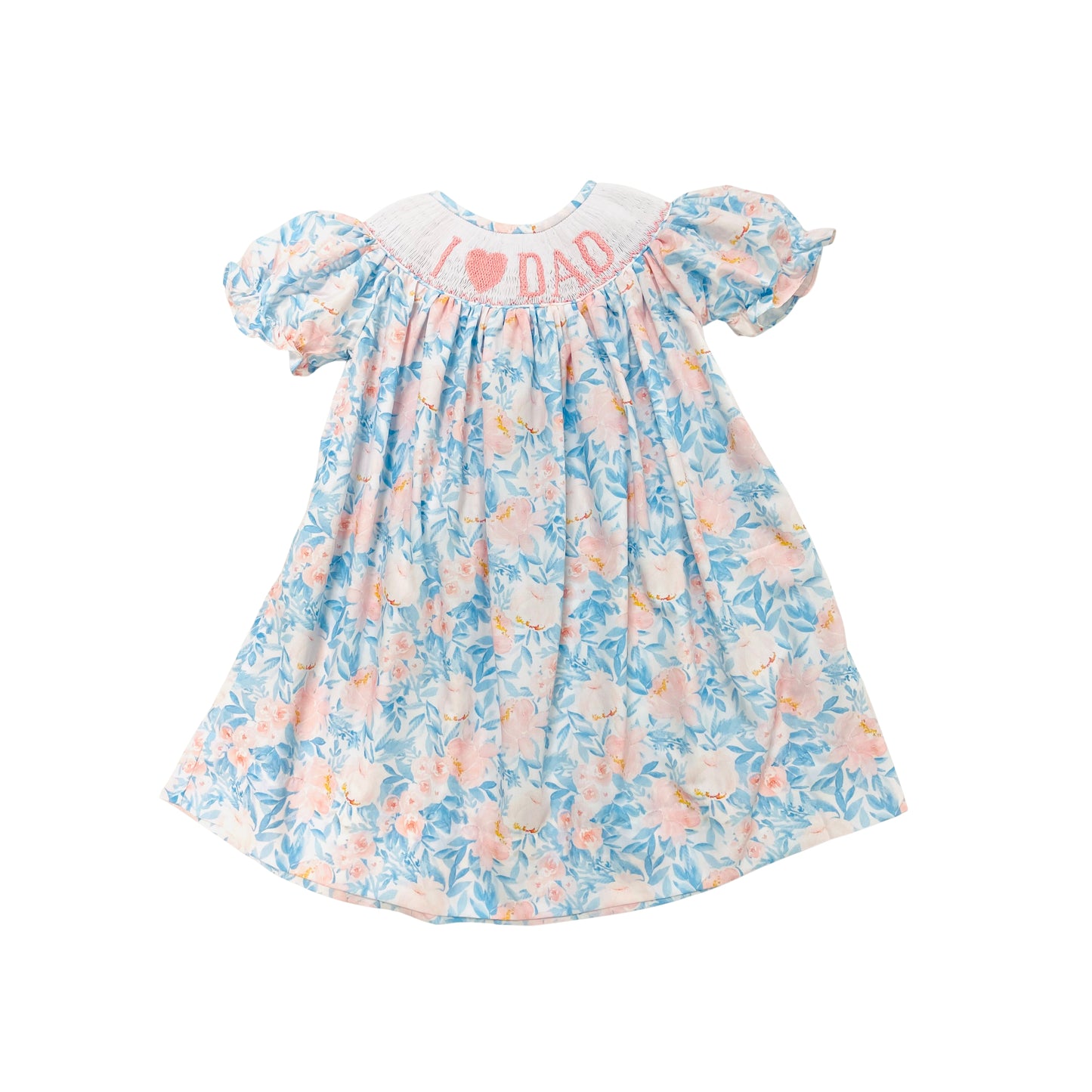 Elizabeth Ann Girls "I Love Dad" Smocked Floral Dress