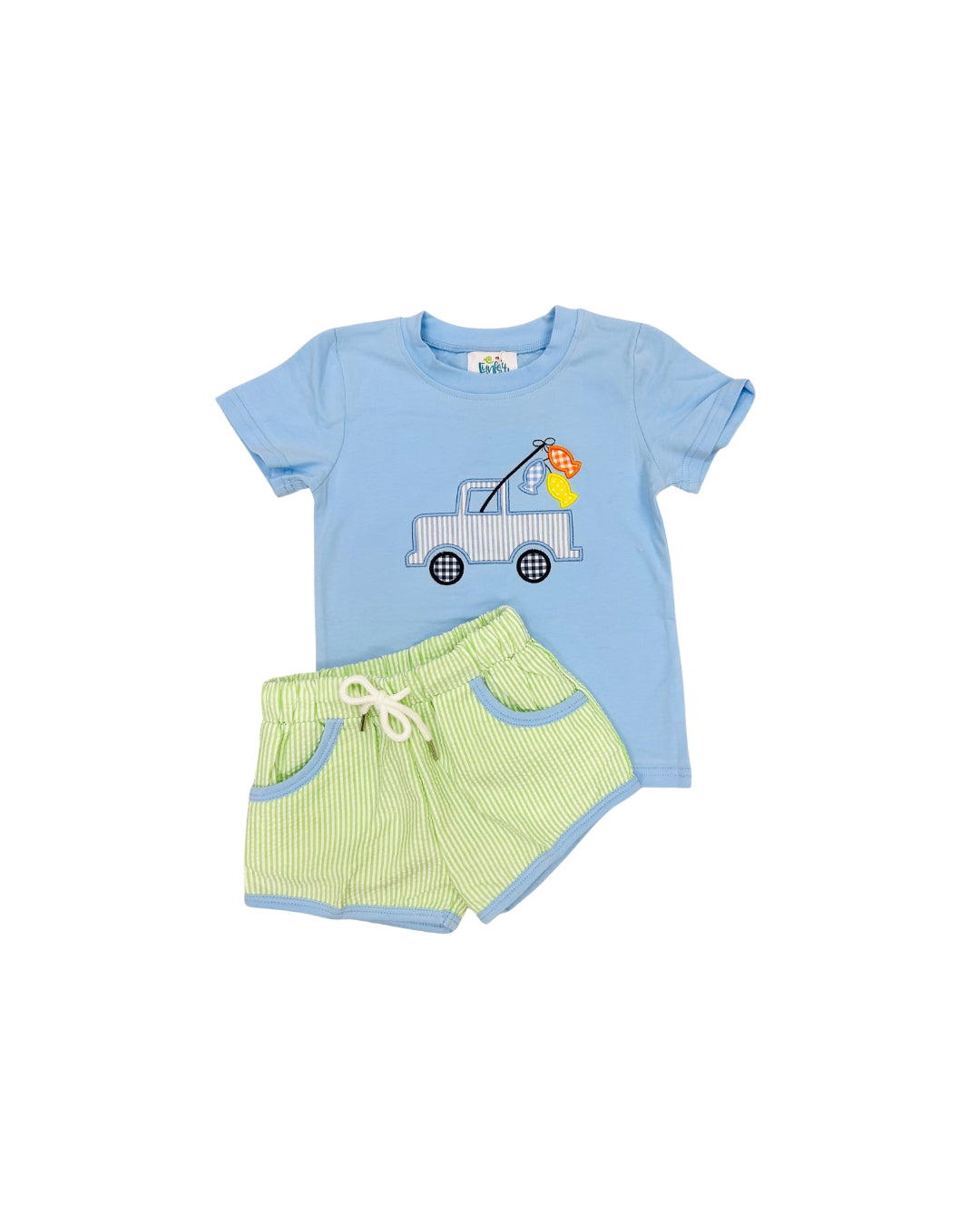 Funfetti Kids Gone Fishin Applique Short Set