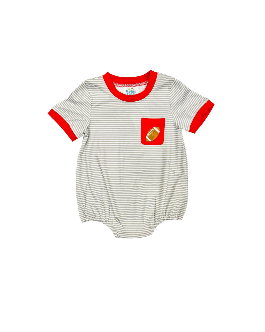 Funfetti Kids Red/Grey Embroidered Football Pocket Bubble