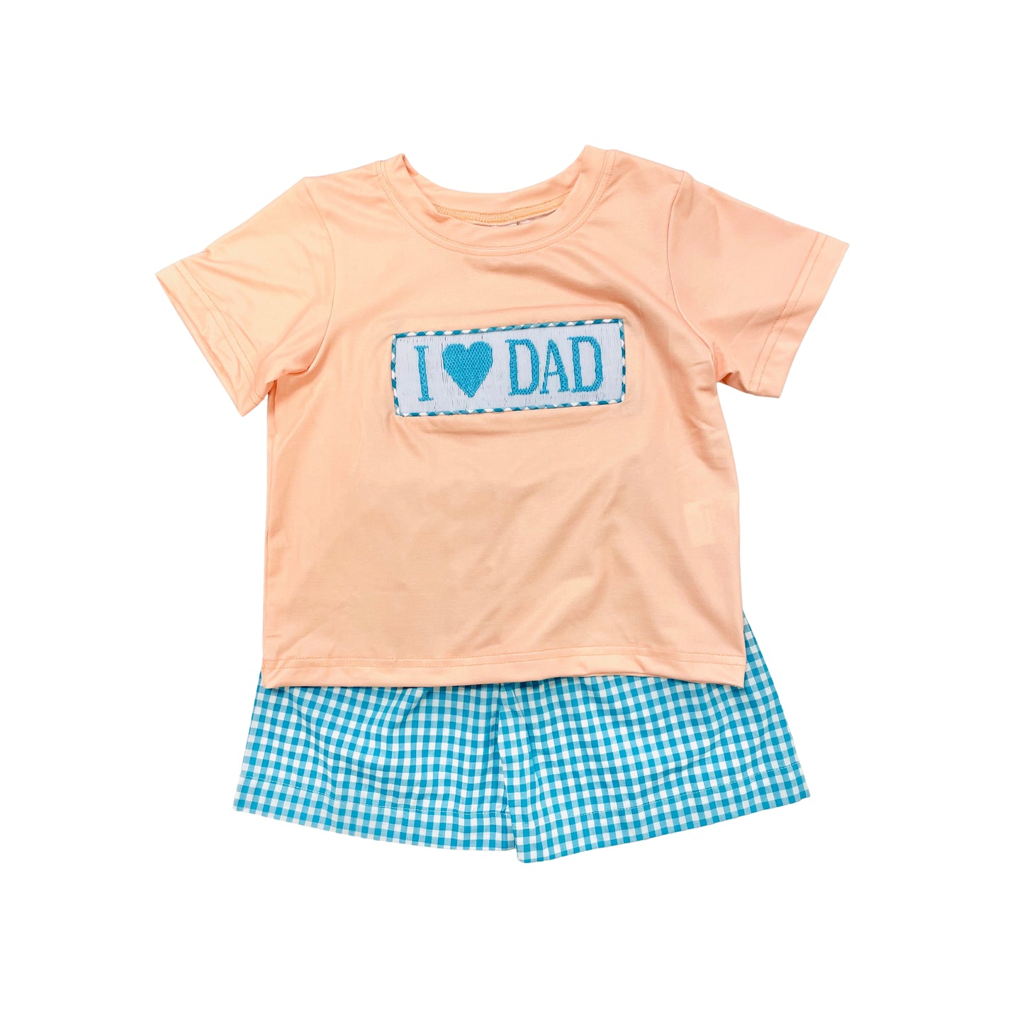 Elizabeth Ann Boys "I Love Dad" Smocked Gingham Short Set