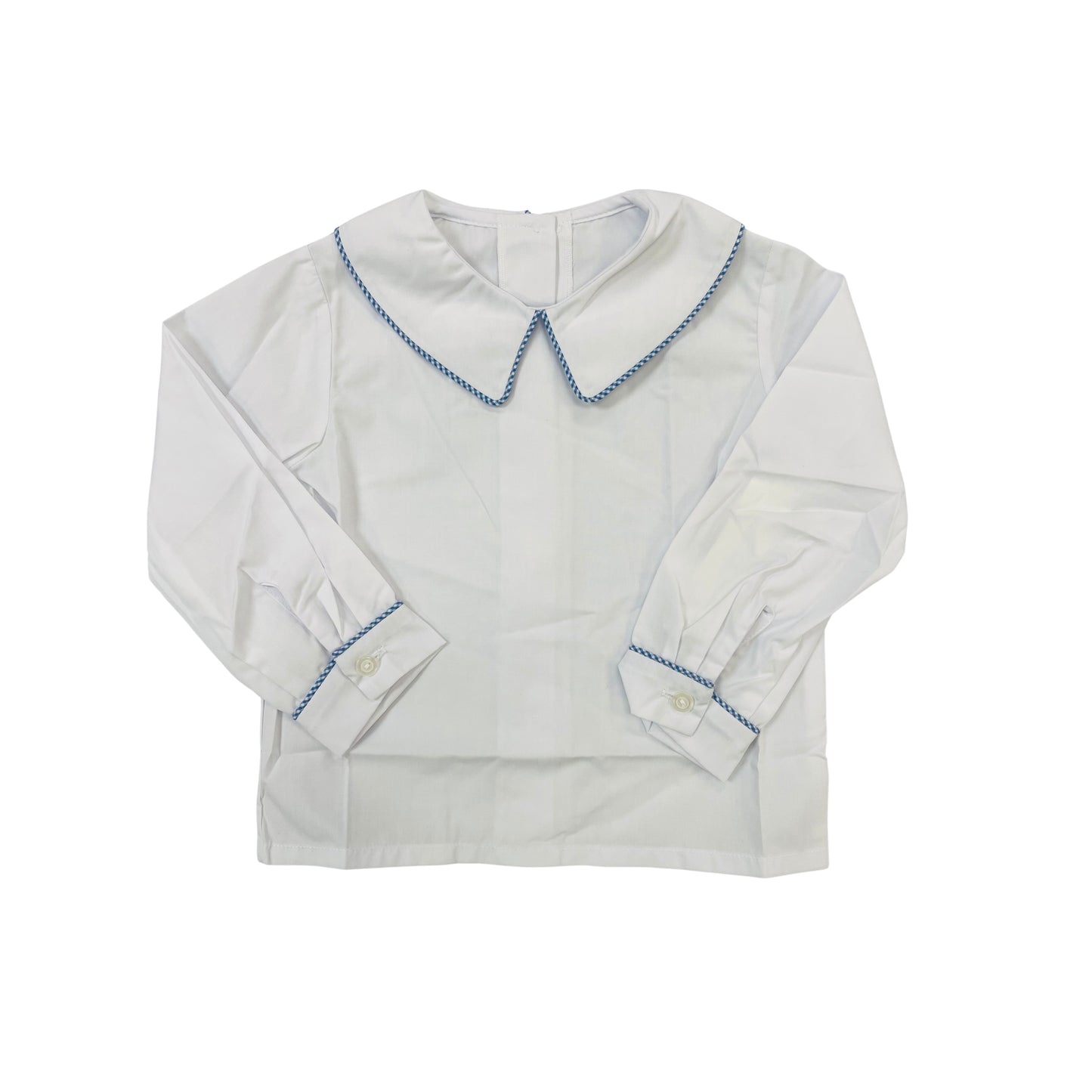 Castle & Crowns Boy Peter Pan Collared Long Sleeve Shirt - Blue/White