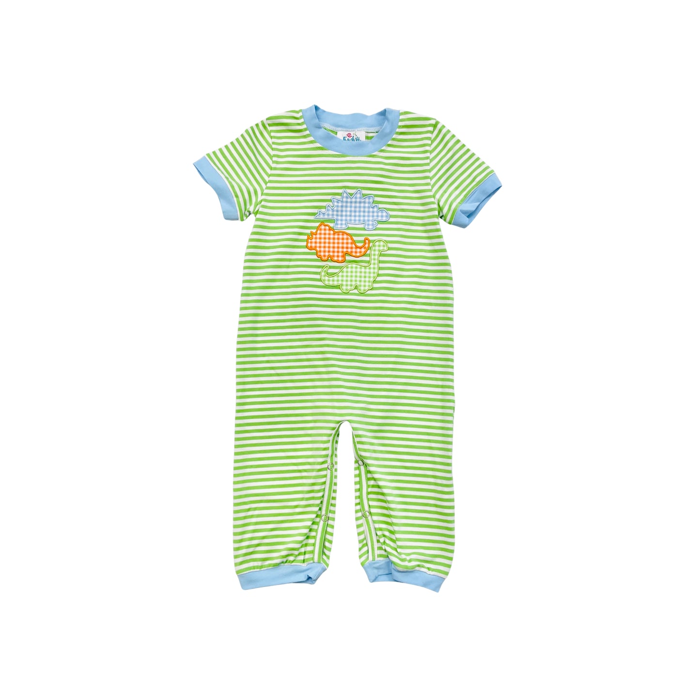 Funfetti Kids Boy Dino Green Stripe Romper