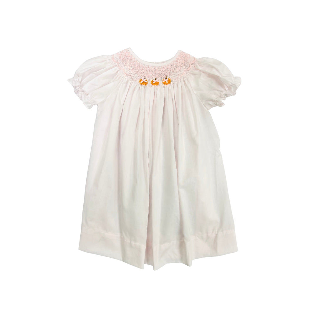 smocked pumpkin dress Baby Blessings Smocked Three Pumpkin Dress – Posh Petites