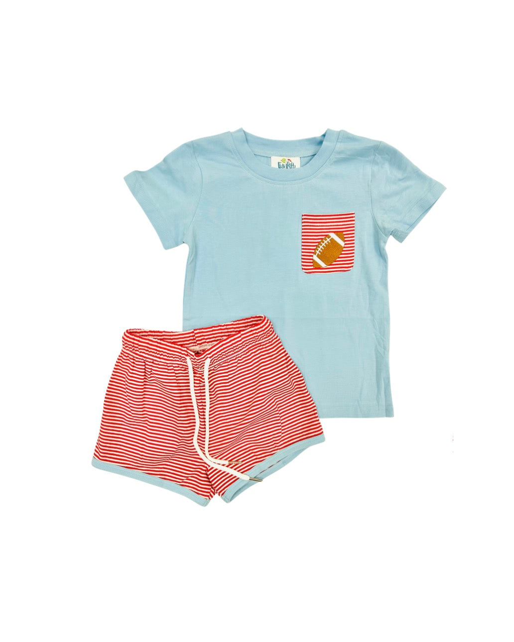 Funfetti Kids Red/Light Blue Embroidered Football Pocket
