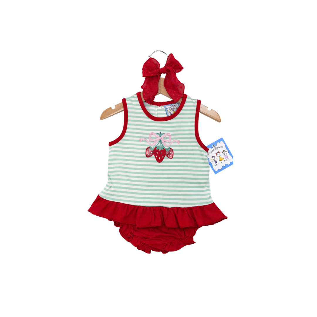 Three Sisters Strawberry Bow Bloomer Set