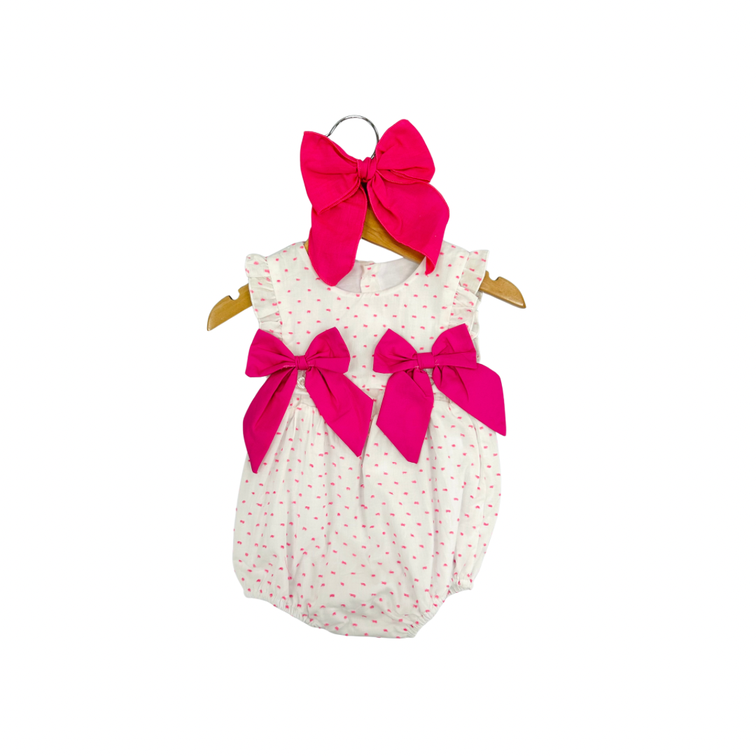 Pink Swiss Dot Bubble with Bows