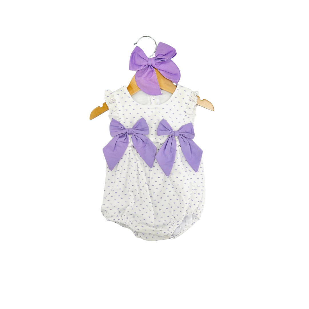 Purple Swiss Dot Bubble with Bows