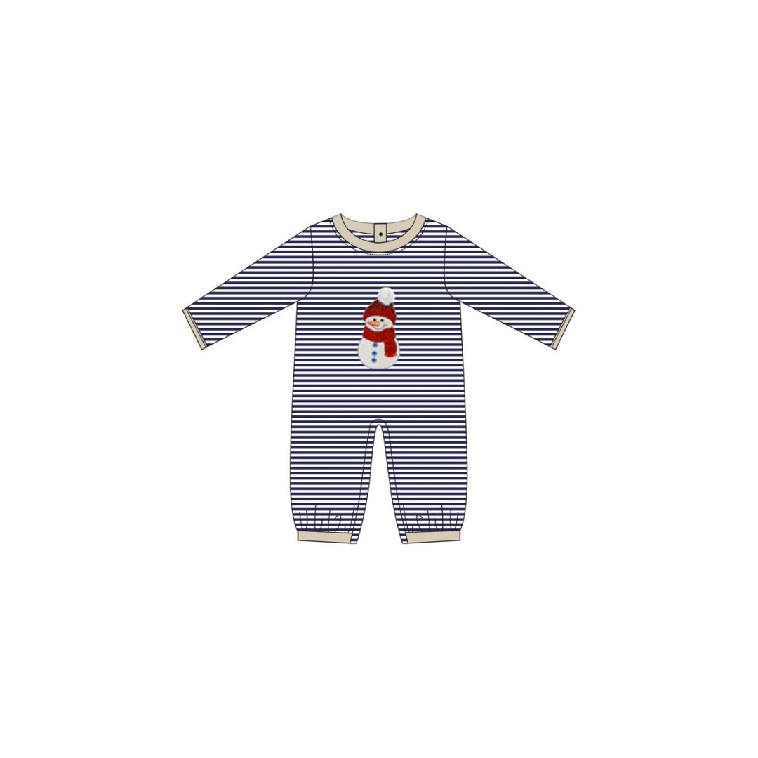 PRE ORDER - Funfetti Kids Embroidered Snowman Stripe Romper