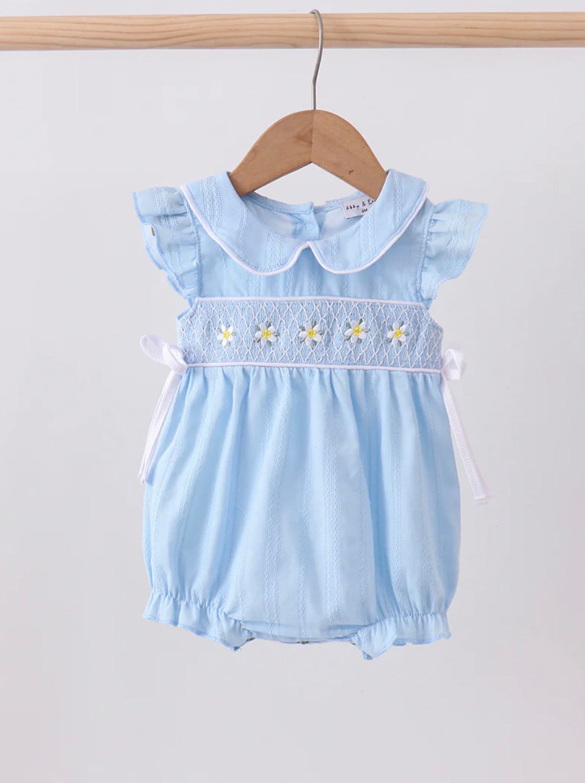 Blue Bubble with Embroidered Flowers