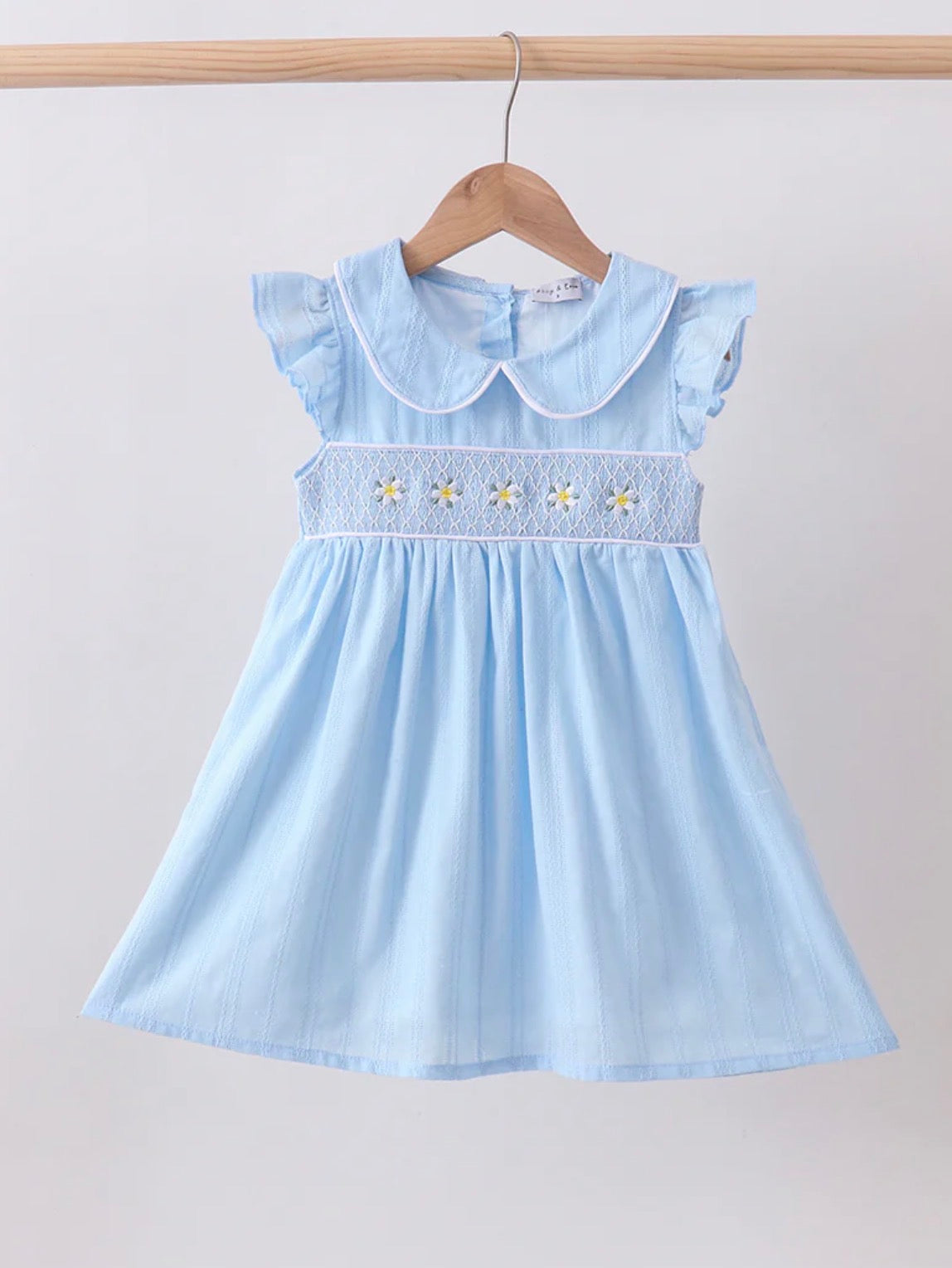 Blue Dress with Embroidered Flowers