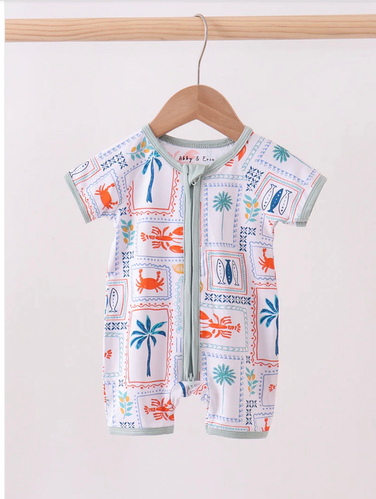 Beach Scene Zip Up Romper