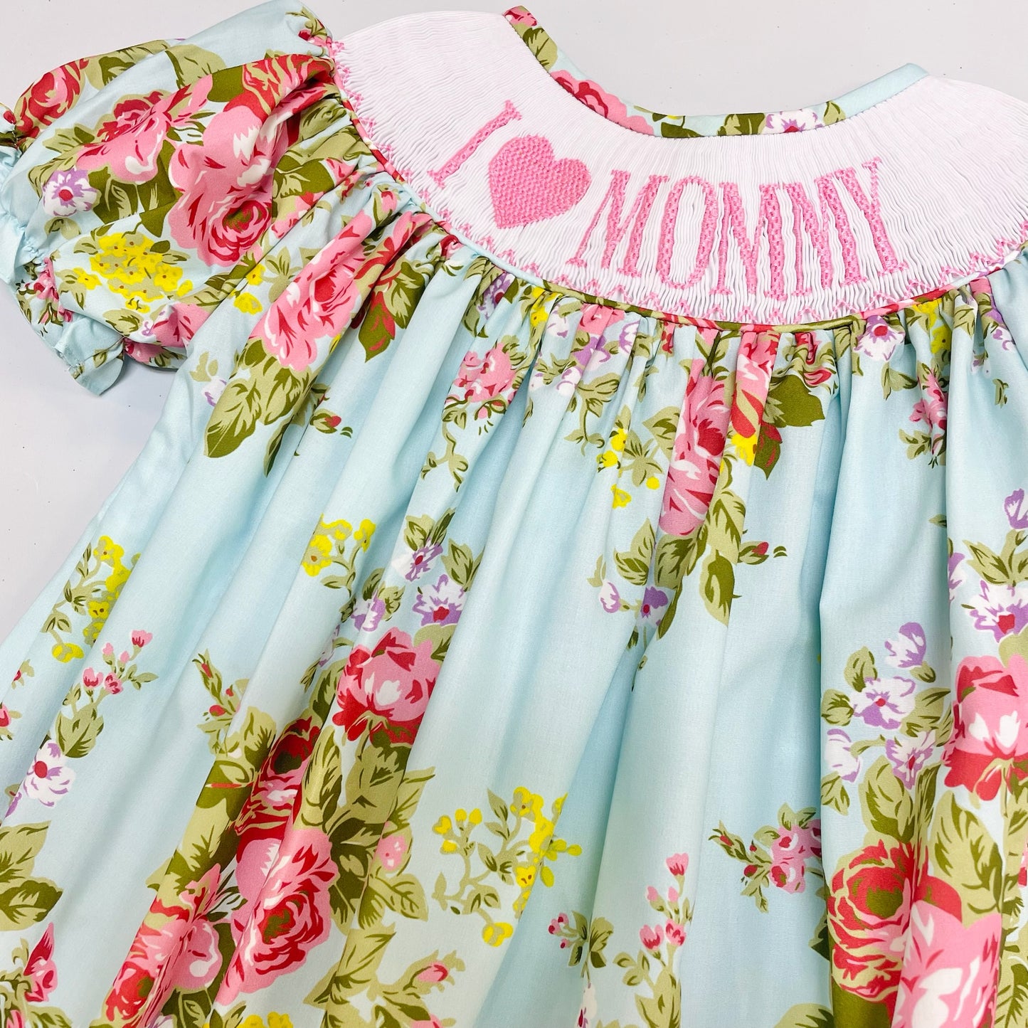 Elizabeth Ann Girls "I Love Mommy" Bishop Floral Dress