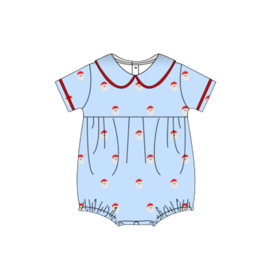 PRE ORDER - Hazel Blue All Over Blue Embroidered Santa Corduroy Bubble