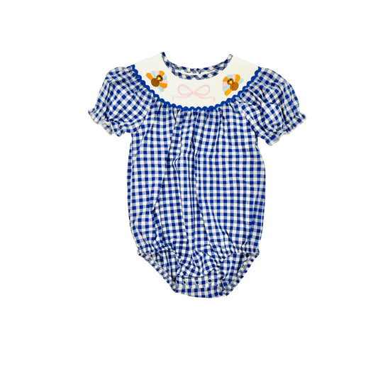 Navy Gingham Turkey/Bow Bubble