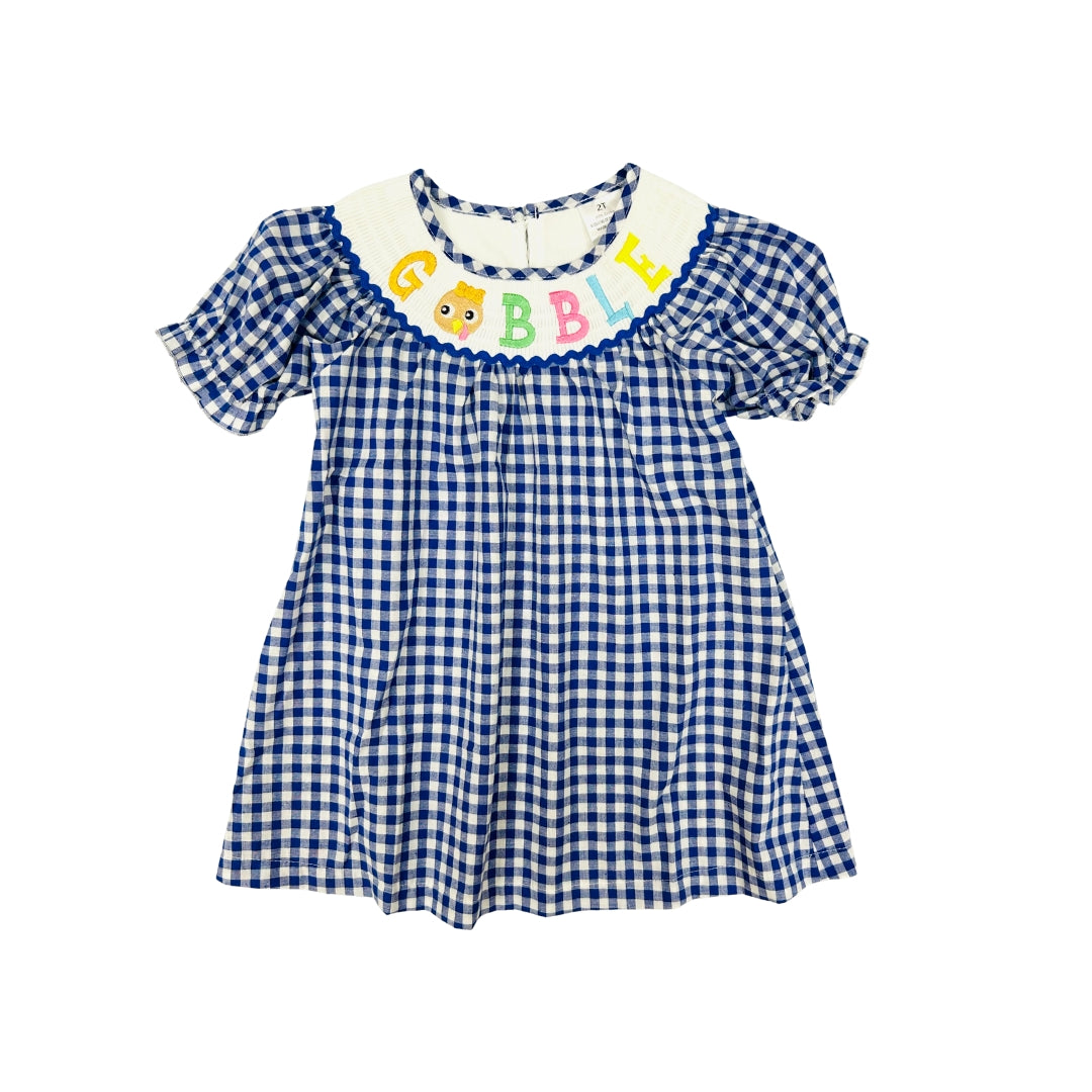 Navy Gingham Gobble Dress