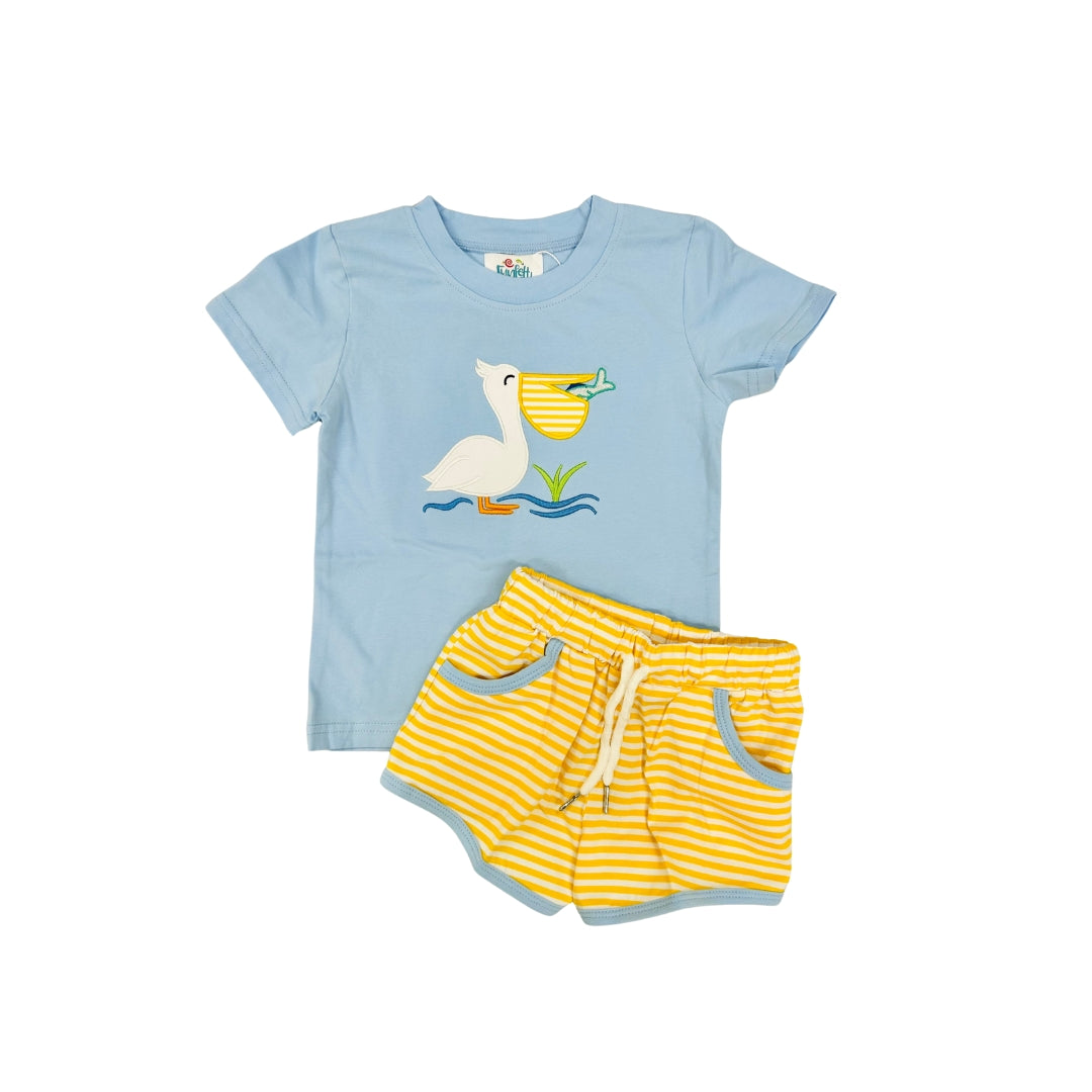 Funfetti Kids Pelican Applique Short Set
