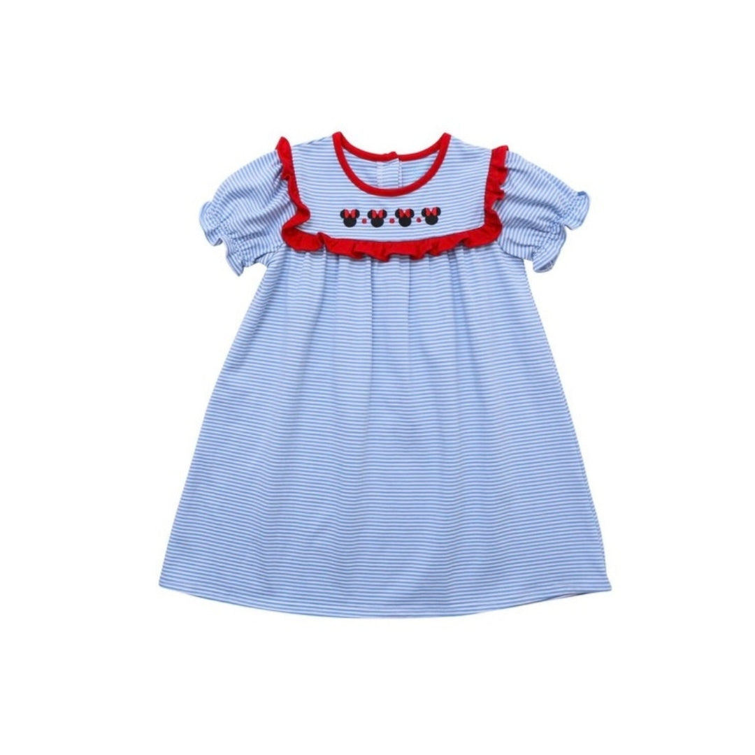 Itsy Bitsy Girl Short Sleeve Mouse with Bow Ruffle Dress