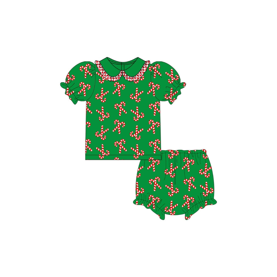 PRE ORDER - Funfetti Kids Candy Cane Embroidered Corduroy Bloomer Set