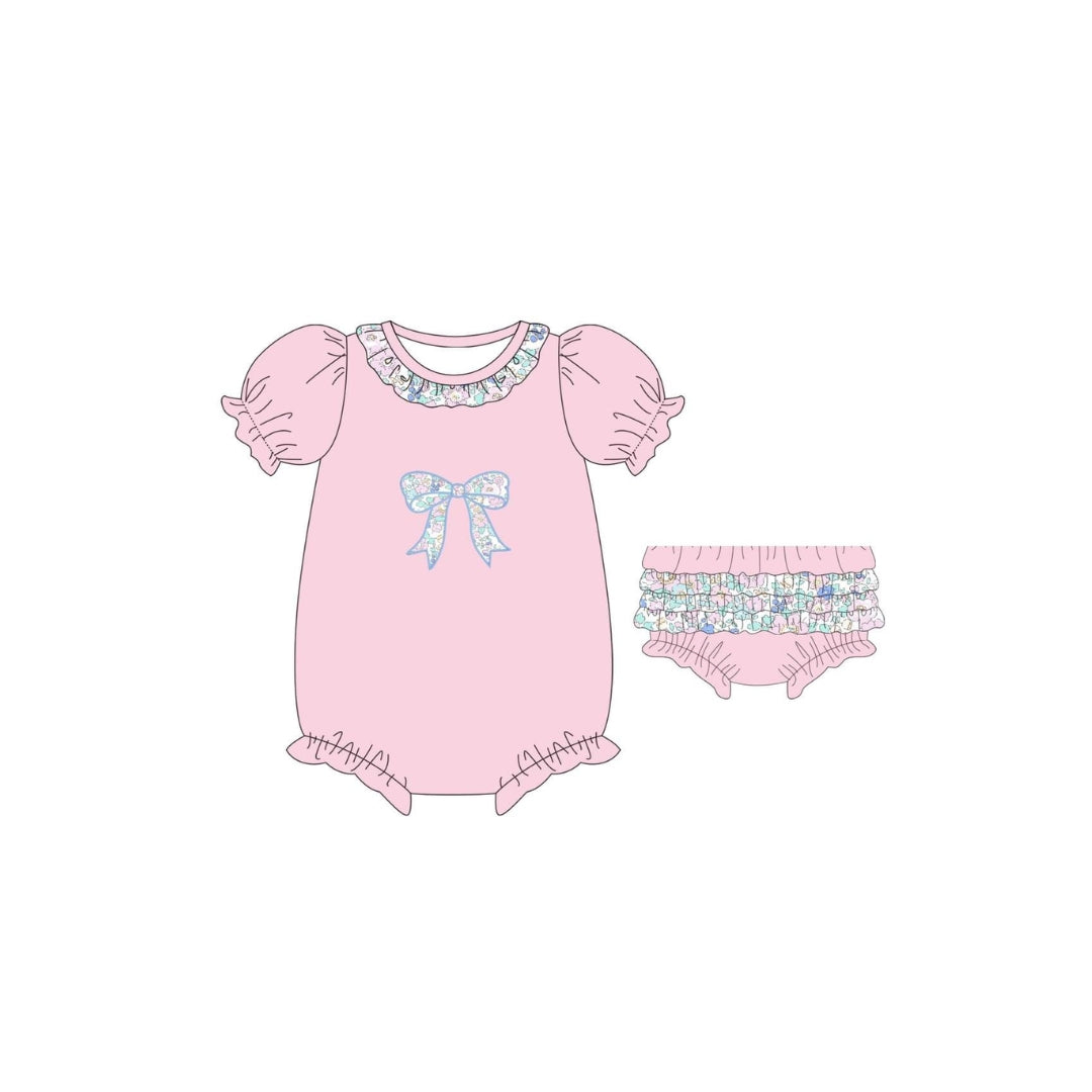 PRE ORDER - Funfetti Kids Pink Floral Bow/Ruffle Butt Bubble