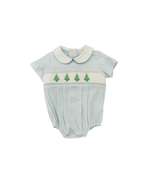 Petit Bebe Pima Hand Smocked Christmas Tree Bubble