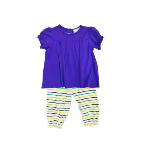 Krewe of Baccus Girl Mardi Gras Stripe Pant Set