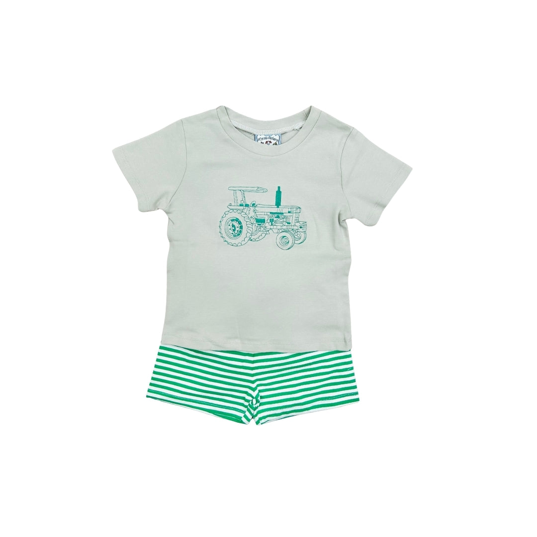 Three Sisters Green Tractor Short Set