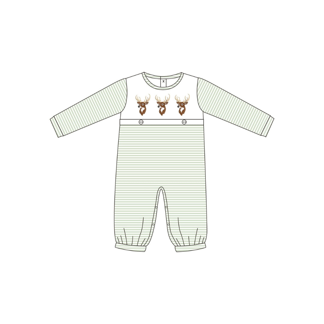 PRE ORDER - Funfetti Kids Deer Embroidered Stripe Romper