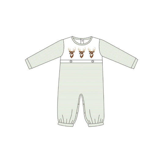 PRE ORDER - Funfetti Kids Deer Embroidered Stripe Romper