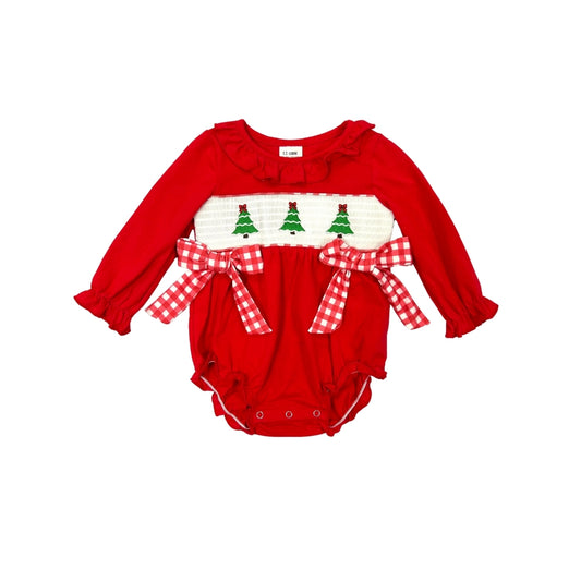 Christmas Tree/Gingham Embroidered Bubble