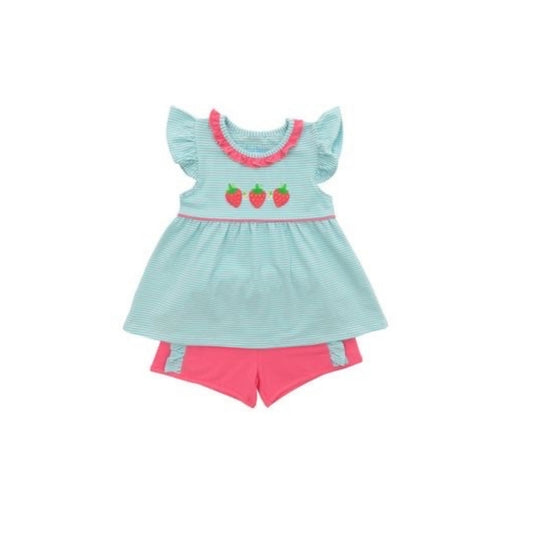 Itsy Btsy Mint/Pink Strawberry Short Set