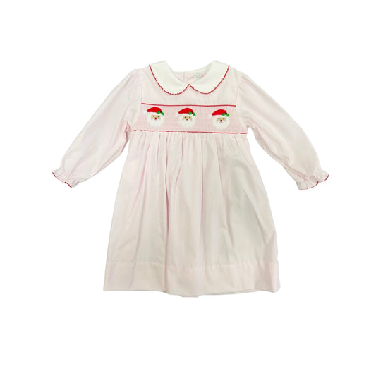 Petit Ami Light Pink Smocked Santa Dress