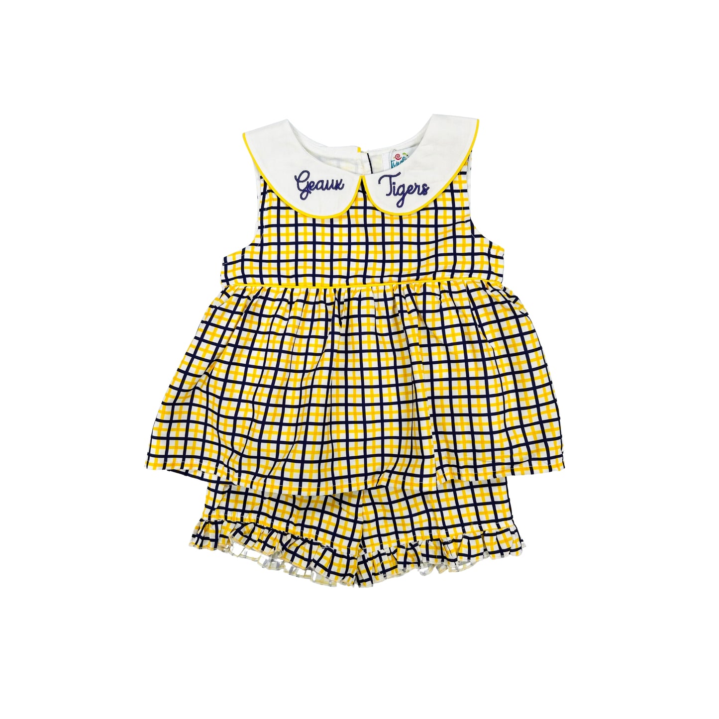 Funfetti Kids Purple/Gold Plaid Geaux Tigers Short Set
