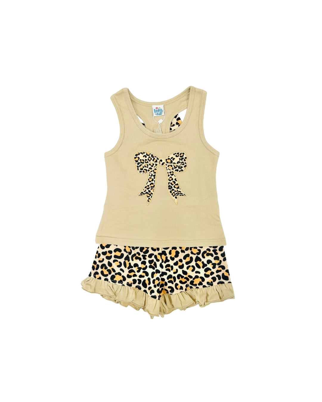 Funfetti Kids Leopard Bow Short Set