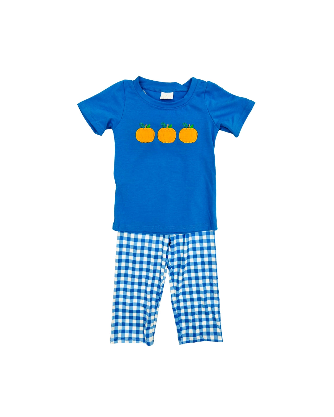 Royal Blue Pumpkin Gingham Pant Set