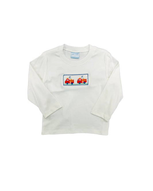 Petit Bebe Hand Smocked Firetruck Shirt