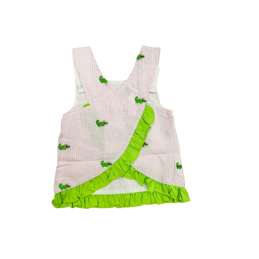 Funfetti Kids Alligator Seersucker Ruffle Short Set